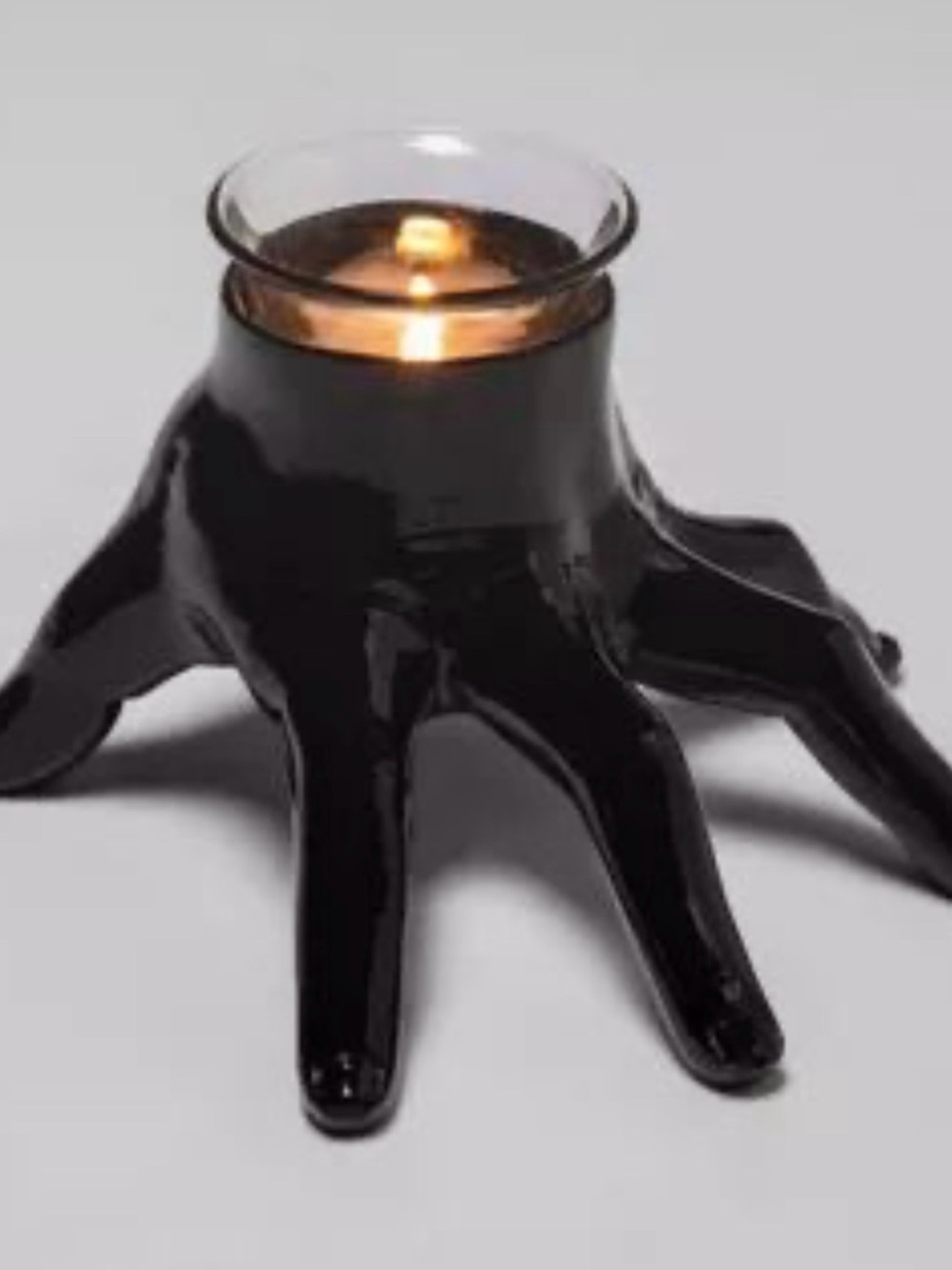HYDE & EEK! Black Ceramic Hand Tealight Candle Holder w/30 tealights NWOT - Picture 2 of 13